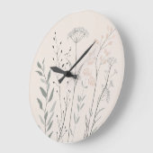 Minimal Botanical Clock – Soft Wildflower Grote Klok (Hoek)