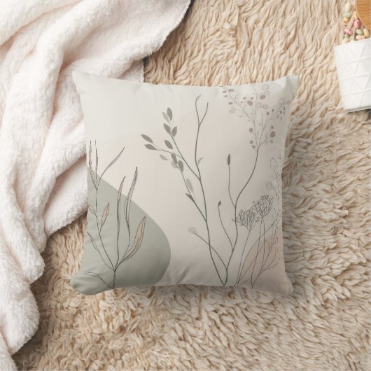 Minimal Botanical Decor – Abstract Wildflower Line Kussen (Deken)