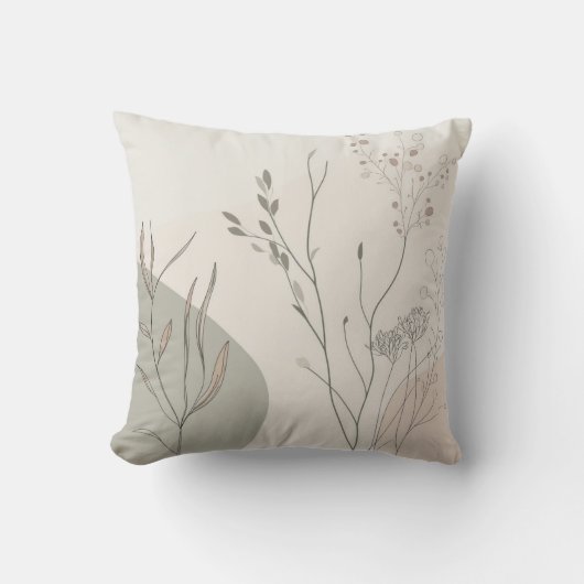 Minimal Botanical Decor – Abstract Wildflower Line Kussen (Voorkant)