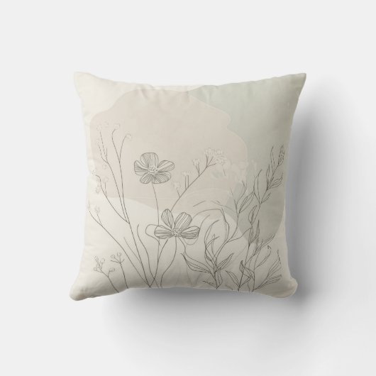 Minimal Botanical Decor – Abstract Wildflower Line Kussen (Achterkant)