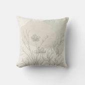 Minimal Botanical Decor – Abstract Wildflower Line Kussen (Voorkant)
