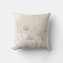 Minimal Botanical Decor – Abstract Wildflower Line Kussen