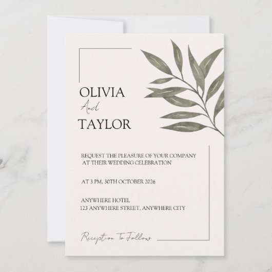 Minimal Botanical Elegance Kaart (Voorkant)