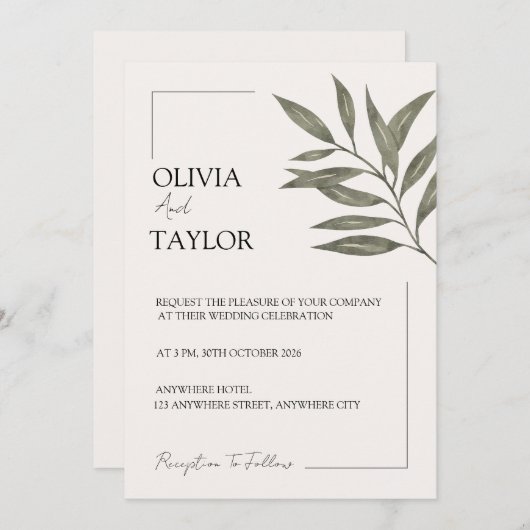 Minimal Botanical Elegance Kaart (Voorkant / Achterkant)