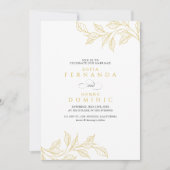 Minimal Botanical Faux Gold Wedding Kaart (Voorkant)