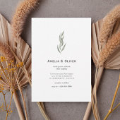 Minimal Botanical Greenery Wedding Invitation Kaart