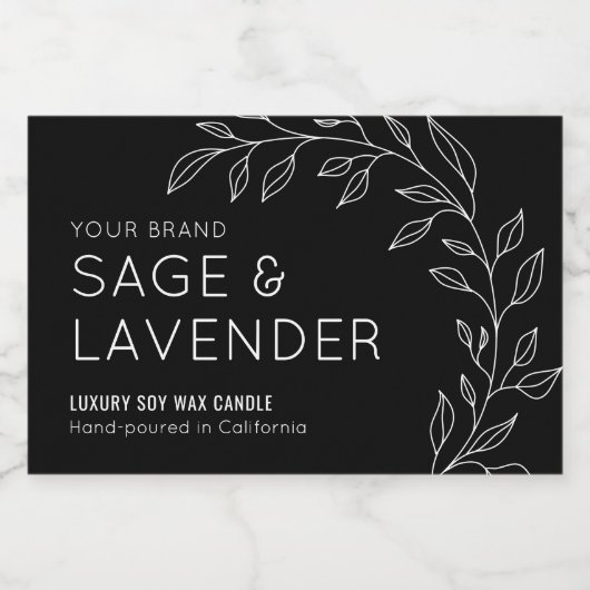 Minimal Botanical Greenery Zwart Waterdicht Label Voedselcontainer Etiket (Enkel label)