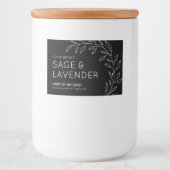 Minimal Botanical Greenery Zwart Waterdicht Label Voedselcontainer Etiket (Voorkant)