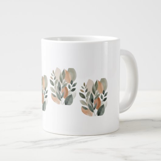 Minimal Botanical Leaf Pattern Grote Koffiekop (Voorkant rechts)