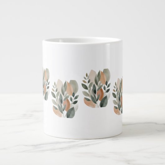 Minimal Botanical Leaf Pattern  Grote Koffiekop (Voorkant)
