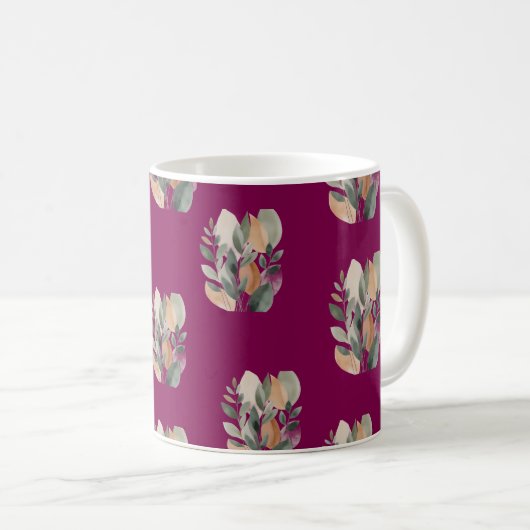 Minimal Botanical Leaf Pattern Koffiemok (Voorkant rechts)