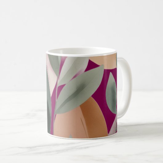 Minimal Botanical Leaf Pattern Koffiemok (Voorkant rechts)