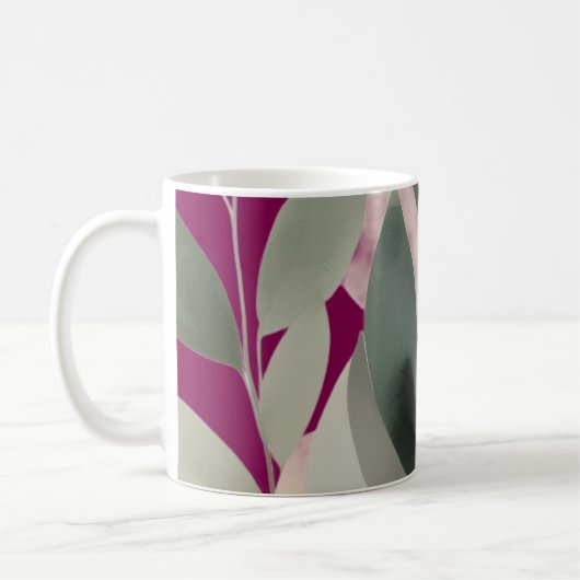 Minimal Botanical Leaf Pattern Koffiemok (Links)