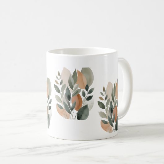 Minimal Botanical Leaf Pattern Koffiemok (Voorkant rechts)