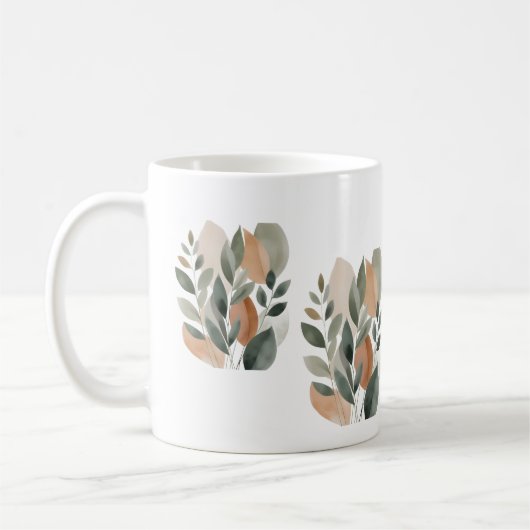 Minimal Botanical Leaf Pattern Koffiemok (Links)