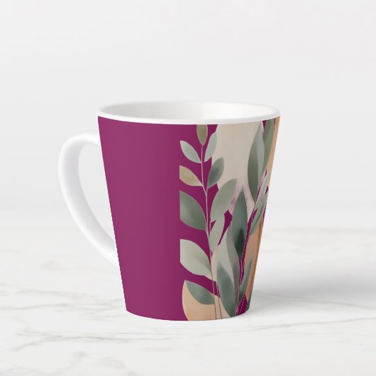 Minimal Botanical Leaf Pattern Latte Mok (Linkerhoek)