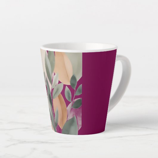 Minimal Botanical Leaf Pattern Latte Mok (Rechterhoek)