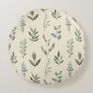 Minimal Botanical Leaf Pattern Rond Kussen