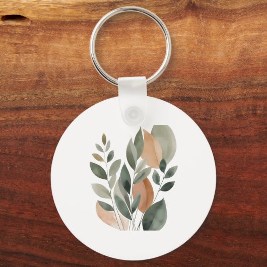 Minimal Botanical Leaf Pattern Sleutelhanger (Achterkant)