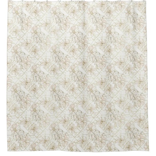 Minimal Botanical Line Art Pattern (1) Douchegordijn (Voorkant)