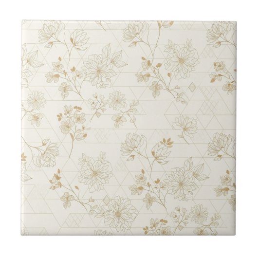 Minimal Botanical Line Art Pattern (1) Tegeltje (Voorkant)