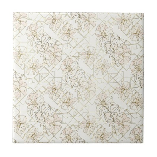 Minimal Botanical Line Art Pattern (2) Tegeltje (Voorkant)