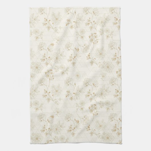 Minimal Botanical Line Art Pattern (2) Theedoek (Verticaal)