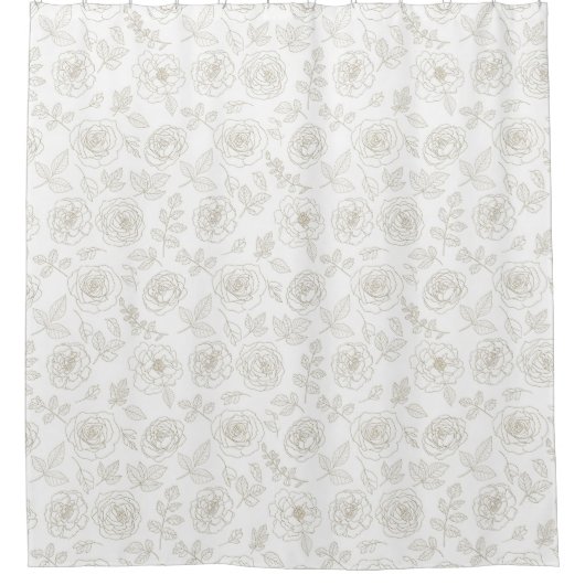 Minimal Botanical Line Art Pattern (4) Douchegordijn (Voorkant)