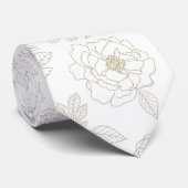 Minimal Botanical Line Art Pattern (4) Stropdas (Opgerold)