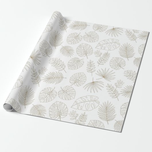 Minimal Botanical Line Art Pattern (5) Cadeaupapier (Uitgerold)