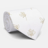 Minimal Botanical Line Art Pattern (7) Stropdas (Opgerold)