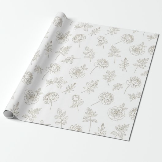 Minimal Botanical Line Art Pattern (8) Cadeaupapier (Uitgerold)