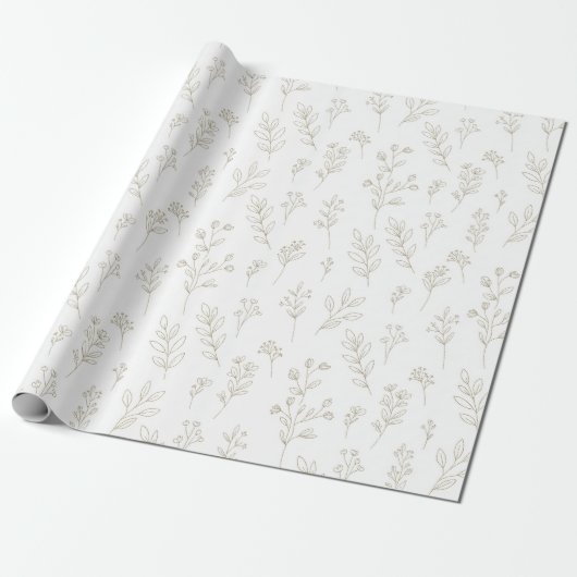 Minimal Botanical Line Art Pattern (9) Cadeaupapier (Uitgerold)