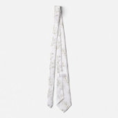 Minimal Botanical Line Art Pattern (9) Stropdas (Achterkant)