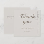 Minimal Botanical Line Art Wedding Dank u kaart (Voorkant / Achterkant)