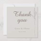 Minimal Botanical Line Art Wedding Dank u kaart (Voorkant)