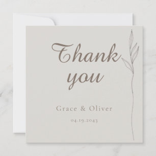 Minimal Botanical Line Art Wedding Dank u kaart