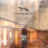 Minimal Botanical Logo Opening Hours QR Code Raamsticker (Vel 2)