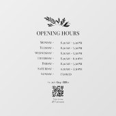 Minimal Botanical Logo Opening Hours QR Code Raamsticker (Vel)