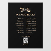 Minimal Botanical Logo Opening Hours QR Code Raamsticker (Vel)