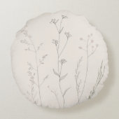 Minimal Botanical Pillow – Soft Spring Wildflower Rond Kussen (Achterkant)