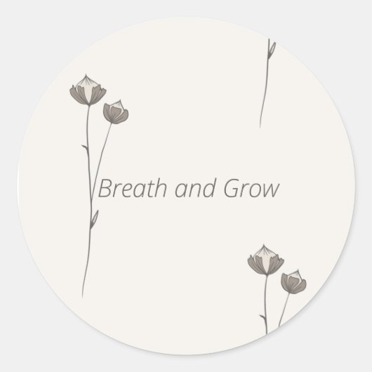 Minimal Botanical Sticker - Breathe and Grow (Voorkant)