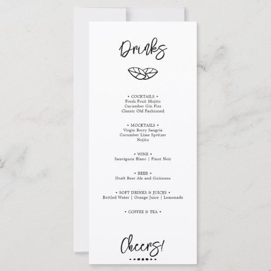 Minimal Botanical Twin Leaf Dinner & Drinken Menu (Achterkant)