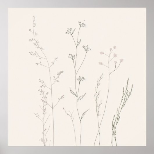 Minimal Botanical Wall Art – Soft Spring  Poster (Voorkant)