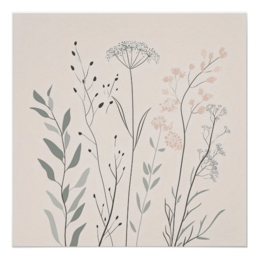 Minimal Botanical Wall Art – Soft Wildflower Perfect Poster (Voorkant)