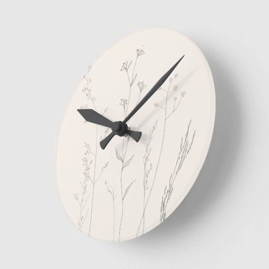 Minimal Botanical Wall Clock – Soft Spring  Ronde Klok (Hoek)