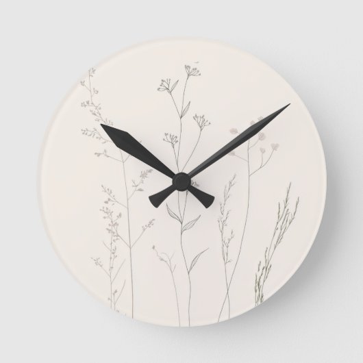 Minimal Botanical Wall Clock – Soft Spring  Ronde Klok (Voorkant)