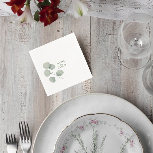 Minimal Botanical Wedding Drink Napkins Servet