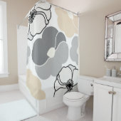 Minimal Botanicals, Neutral Beige & Ivory Pattern Douchegordijn (In situ)
