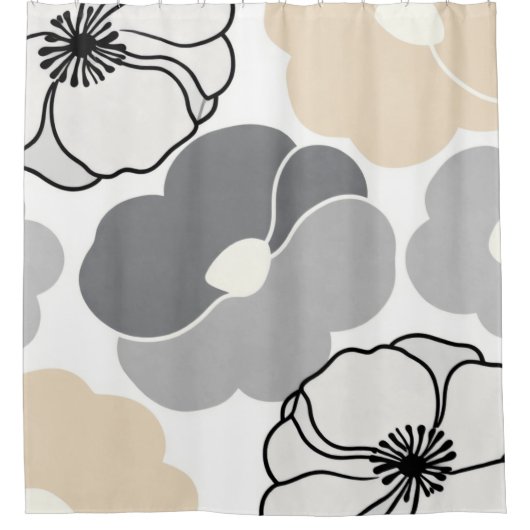Minimal Botanicals, Neutral Beige & Ivory Pattern Douchegordijn (Voorkant)